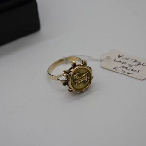 Vintage Aries Horoscope Gold Ring